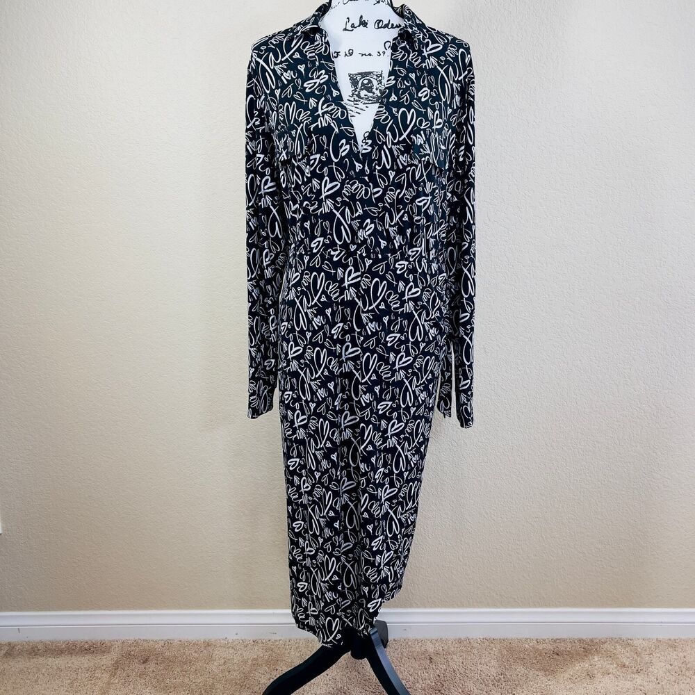 Torrid Studio Knit Surplice Faux Wrap Heart Dress Black White Size 2X  preppy - Picture 8 of 15